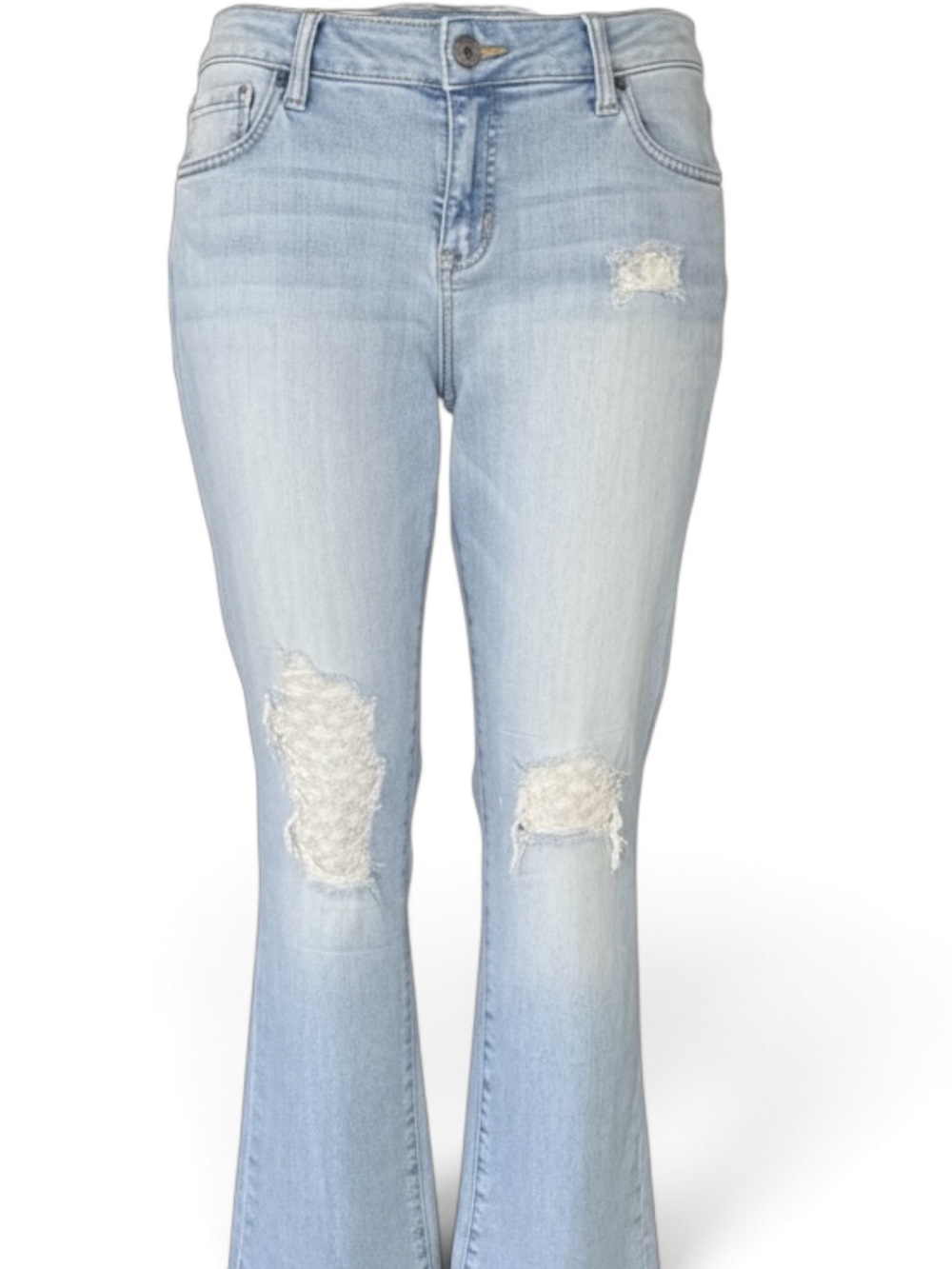 torrid Light Blue Distressed Jeans With Raw Cut Hem